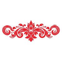 damask red color element oriental vector isolated ob white background