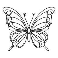 AI generated Butterfly contours doodle silhouettes element vector illustration on white background one continuous black line hand drawing of monarch butterfly flying