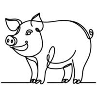 AI generated hand draw black sketch Big fat pig vector illustration isolated on white background