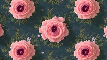 AI generated Elegant floral background with vintage style pink and purple roses photo