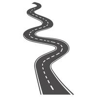 AI generated road straight up to hill and curved vector illustration isolated on white background