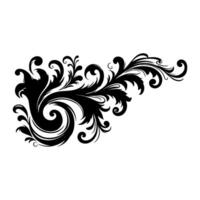 AI generated elegant swirls damask with floral flower hand draw orange black line style element illustration on white background vector