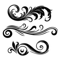 AI generated elegant swirls damask with floral flower hand draw orange black line style element illustration on white background vector