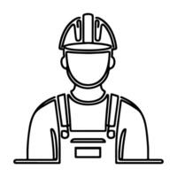 AI generated Happy Labor Day worker man wearing hard hat continuous one line draw design black outline drawing Labor Day icon concept sketch of the workers doodle style vector