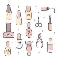 Manicure set. Vector illustration in doodle style