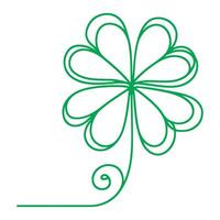 AI generated one continues green line hand drawing shamrock four leaf clover outline doodle vector illustration on white background