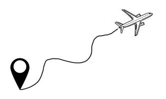 ai generado avión plano icono firmar diseño contorno garabatear internacional viaje vector ilustración en blanco antecedentes