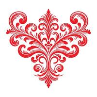 damask red color element oriental vector isolated ob white background