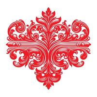 damask red color element oriental vector isolated ob white background