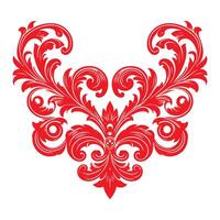 damask red color element oriental vector isolated ob white background
