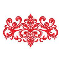damask red color element oriental vector isolated ob white background