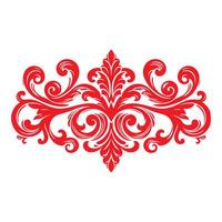 damask red color element oriental vector isolated ob white background