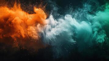 AI generated Colorful Smoke Cloud on Black Background photo