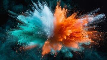 AI generated Colorful Smoke Cloud on Black Background photo