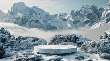 AI generated Round Table on Rocky Hillside photo
