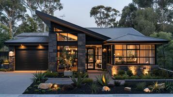 AI generated House Surrounded by Many Windows and Trees photo