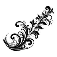 AI generated elegant swirls damask with floral flower hand draw orange black line style element illustration on white background vector