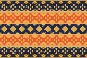 adorno geométrico ikat con diamantes. ikkat. patrón sin costuras estilo azteca. textura vectorial étnica tribal. bordado popular, indio, escandinavo, gitano, mexicano, alfombra africana, papel tapiz. vector