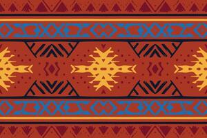 adorno geométrico ikat con diamantes. ikkat. patrón sin costuras estilo azteca. textura vectorial étnica tribal. bordado popular, indio, escandinavo, gitano, mexicano, alfombra africana, papel tapiz. vector