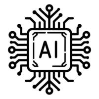 AI generated AI processor chip black line icon technology and artificial intelligence outline concept vector illustration on white background