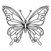 AI generated Butterfly contours doodle silhouettes element vector illustration on white background one continuous black line hand drawing of monarch butterfly flying