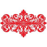 damask red color element oriental vector isolated ob white background