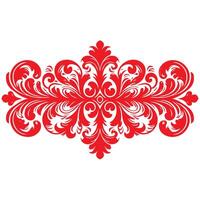 damask red color element oriental vector isolated ob white background