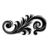 AI generated elegant swirls damask with floral flower hand draw orange black line style element illustration on white background vector