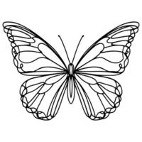 ai generado mariposa contornos garabatear siluetas elemento vector ilustración en blanco antecedentes uno continuo negro línea mano dibujo de monarca mariposa volador