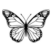 ai generado mariposa contornos garabatear siluetas elemento vector ilustración en blanco antecedentes uno continuo negro línea mano dibujo de monarca mariposa volador