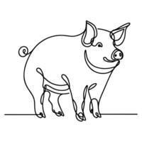 AI generated hand draw black sketch Big fat pig vector illustration isolated on white background