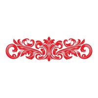 damask red color element oriental vector isolated ob white background