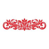 damask red color element oriental vector isolated ob white background