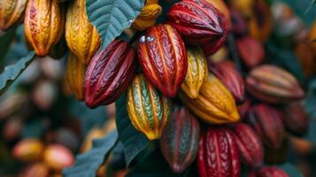 ai generado racimo de flores colgando desde árbol ramas foto