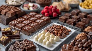 AI generated Assorted Chocolates Displayed on a Table photo