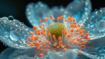 AI generated Pink Flower Close-Up With Water Drops photo