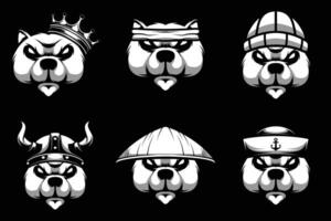 Bears Bundle Black and White vector