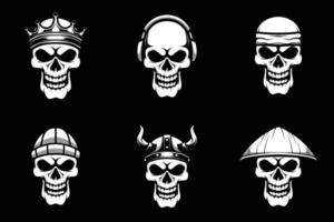 Skull Bundle Black and White vector