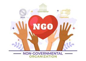 NGO or Non-Governmental Organization Vector Illustration to Serve Specific Social and Political Needs in Flat Cartoon Background