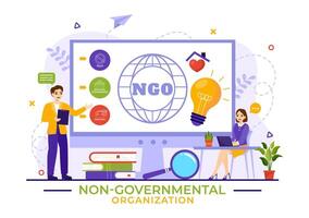 NGO or Non-Governmental Organization Vector Illustration to Serve Specific Social and Political Needs in Flat Cartoon Background