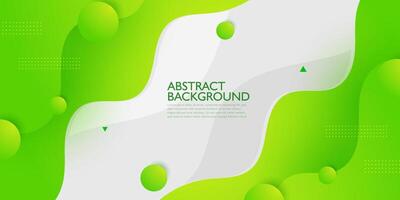 Green geometric business banner design. Creative banner design with wave shapes and lines on bright background for template. Simple horizontal banner. Eps10 vector