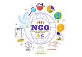 NGO or Non-Governmental Organization Vector Illustration to Serve Specific Social and Political Needs in Flat Cartoon Background