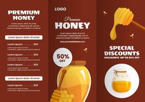 Honey Store Brochure Flat Cartoon Hand Drawn Templates Background Illustration vector