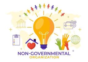 NGO or Non-Governmental Organization Vector Illustration to Serve Specific Social and Political Needs in Flat Cartoon Background