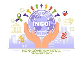 NGO or Non-Governmental Organization Vector Illustration to Serve Specific Social and Political Needs in Flat Cartoon Background