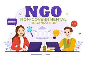 NGO or Non-Governmental Organization Vector Illustration to Serve Specific Social and Political Needs in Flat Cartoon Background