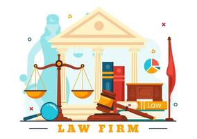 Law Firm Services Vector Illustration with Justice, Legal Advice, Judgement and Lawyer Consultant in Flat Cartoon Background Design