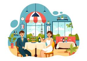 French Cuisine Restaurant Vector Illustration with Various Traditional or National Food Dish of France on Flat Style Cartoon Background