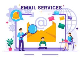 Email Service Vector Illustration with File Correspondence Delivery, Electronic Mail Message and Business Marketing in Flat Cartoon Background