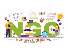 NGO or Non-Governmental Organization Vector Illustration to Serve Specific Social and Political Needs in Flat Cartoon Background